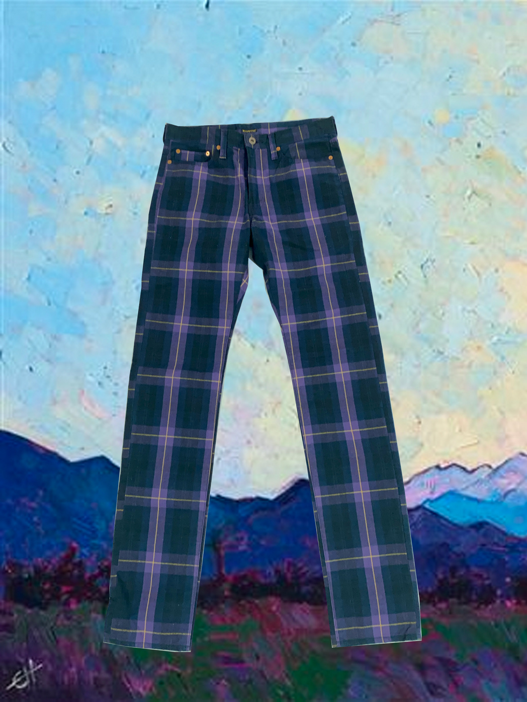 Kapital Purple Check Pants Size 32